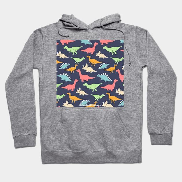 Assorted Illustrated Dinosaurs Pattern Hoodie by bluerockproducts